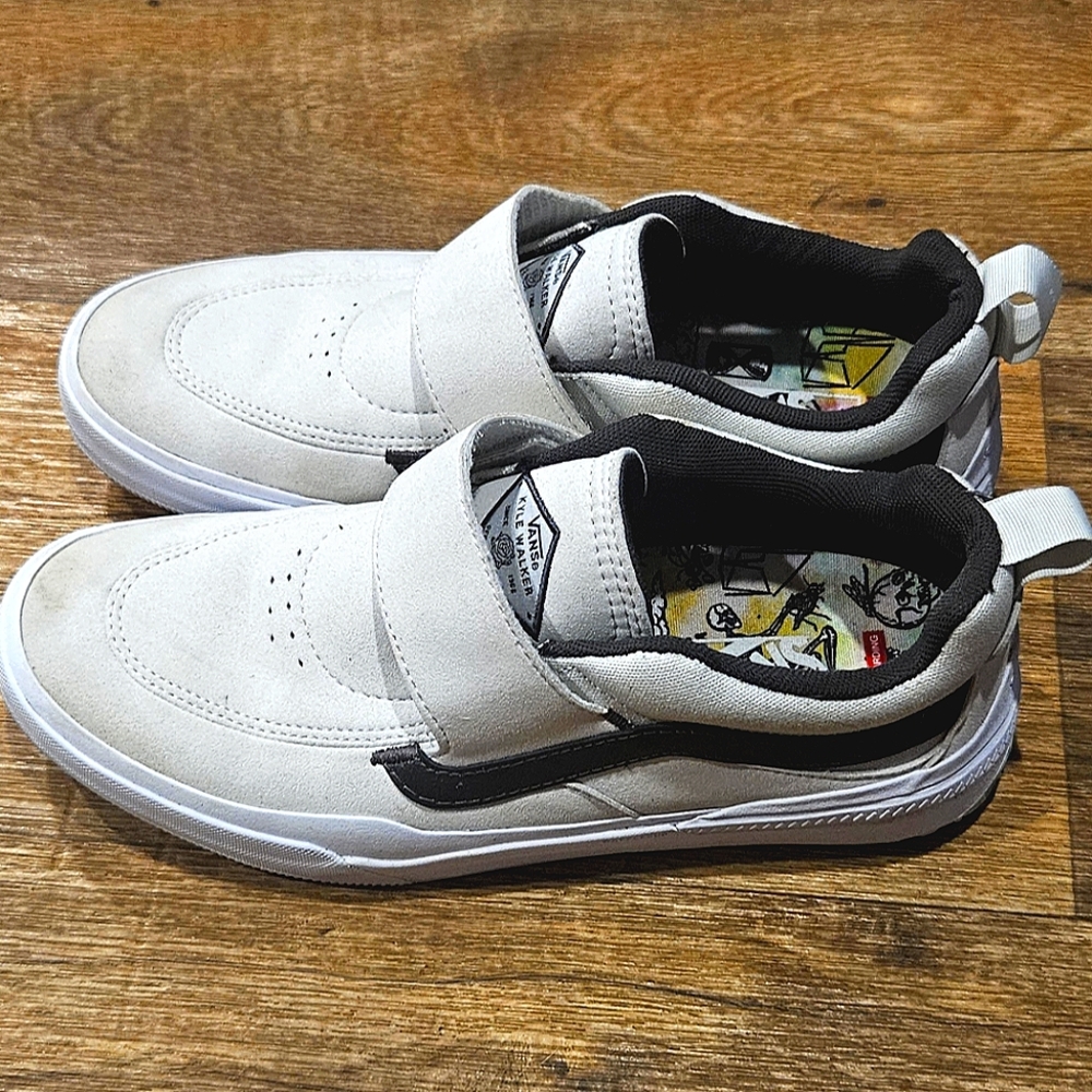 COPY - Vans shoes: Kyle Walker, white w/black stripe, velcro straps, size 9.5